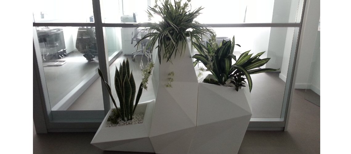Decoración de oficinas combinando plantas naturales y artificiales